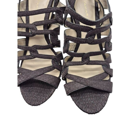 Elie Tahari Meredith Wedge Suede Strappy Heeled Sandals Brown Gold Women's 8 38 - Picture 7 of 9